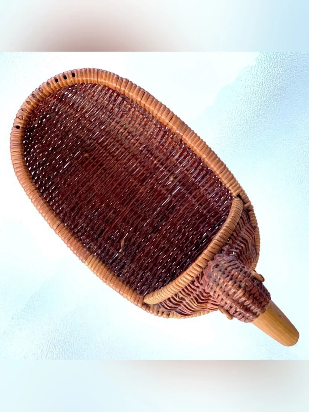 Natural Warm Brown Rattan Woven Duck-Shaped Basket